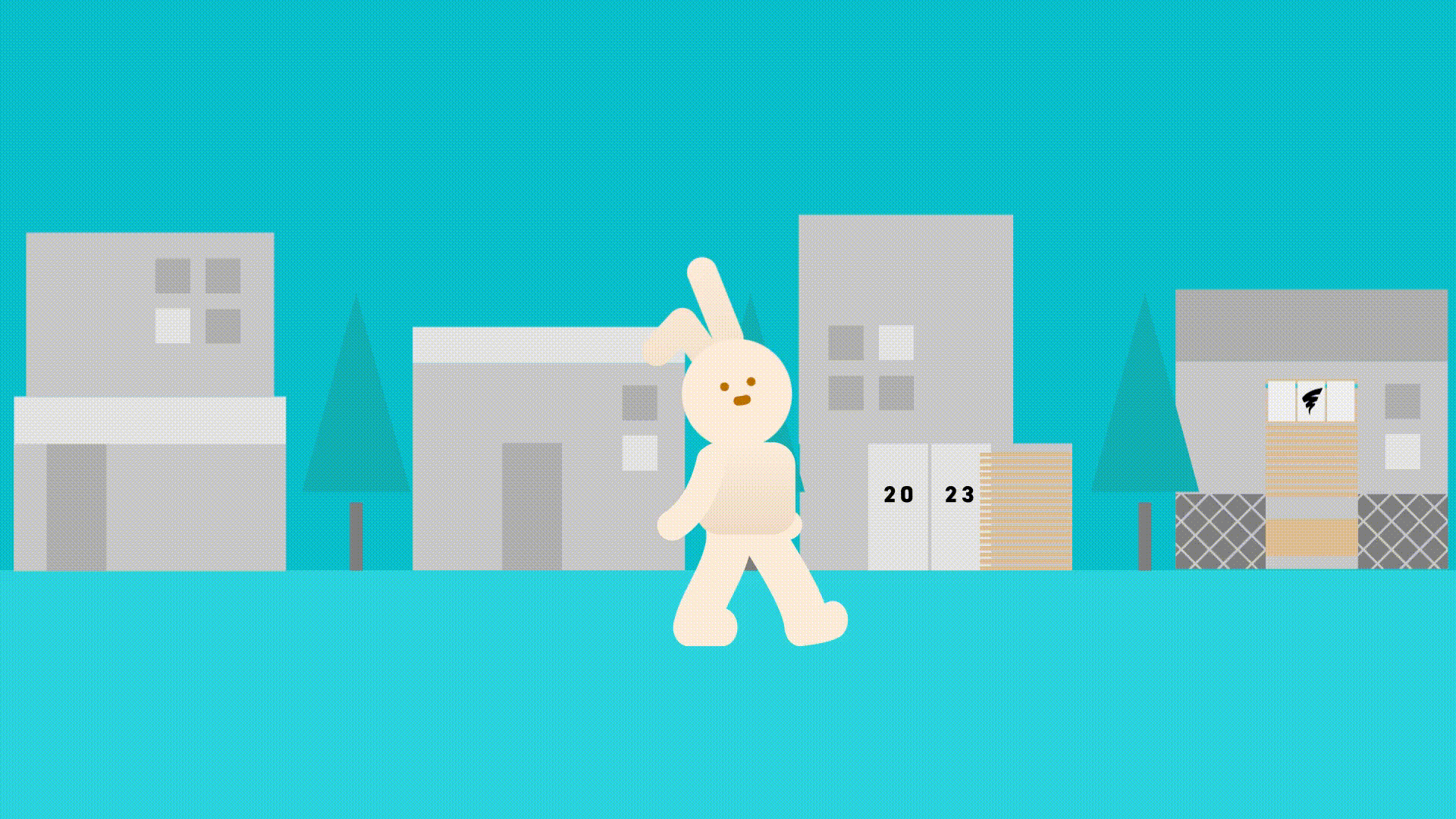 画像：軽やかに歩くうさぎ